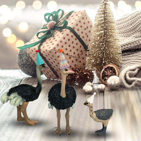 Gemini&Genius Ostrich Animal Action Figure Toys, Ostrich Animal Figurines Jungle Animal Playset Gift, Educational, Cake Toppers, Party Supplies, A...