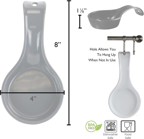 Reston Lloyd Kitchen Counter Utensil Spoon Rest, Ladles, Spaghetti Forks, & Spatulas, Durable BPA-Free Plastic – Dishwasher Safe, Décor, Space Sav...
