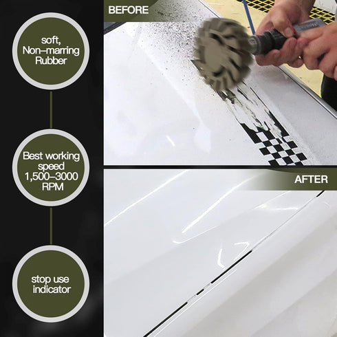 Tucana Green Rubber Eraser Wheel, Decal and Adhesive Remover Tool, Remove Pinstripes, Stripes, Stickers and Graphics on Car, RVs, Boat and Trucks ...