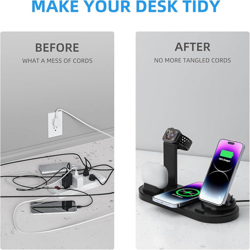 4 in 1 Wireless Charger for iPhone, Magnetic 4 in 1 Fast Charging Station Charger for Magsafe for iPhone 15/14/13 /Pro/Pro Max/12/11/X/Xr/XS/8, fo...