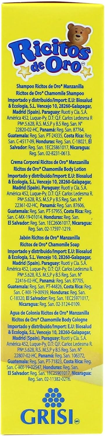 Ricitos de Oro Baby Kit, Chamomile, Hypoallergenic Products, Chamomile Shampoo, Bar Soap, Body Lotion, Body Cologne, 4 Products Inside, One Kit...