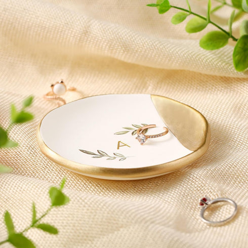 Initial Ring Dish, Jewelry Dish Tray, Ring Holder Dish, Trinket Tray, Ceramic Ring Tray, Personalized Engagement Gift for Her, Bridesmaid Gifts, B...