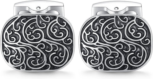 HONEY BEAR Retro Pattern Cufflinks Stainless Steel for Men Business Wedding Gift...