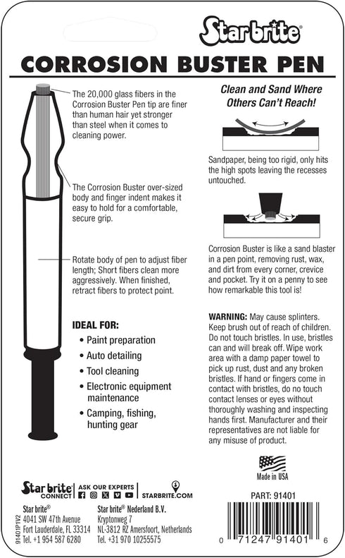 STAR BRITE Corrosion Buster Pen - Precision Rust & Corrosion Removal Tool for Electrical Connections, Marine Gear, Fishing Equipment & More - Easy...