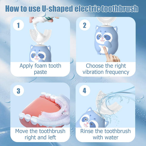 Kids Electric U Shaped Toothbrush, Cartoon Sonic Toothbrush with 4 Brush Heads 6 Cleaning Modes Children Toothbrush IPX7 Waterproof - (Age 2-7, Gr...