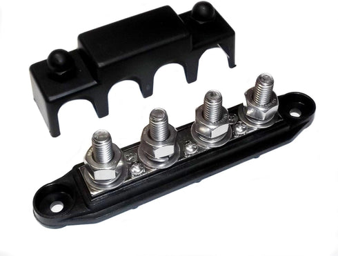 Fastronix 3/8" 4 Stud Stainless Steel Ground Distribution Block with Cover...