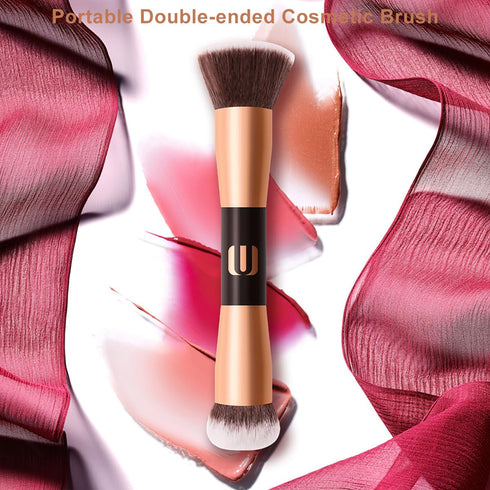 Face Foundation Brush, 2in1 Double Ended Makeup Brushes, Blush Brush, Loose Powder Brush for Blending Liquid Powder, Concealer Cream Cosmetics Mak...