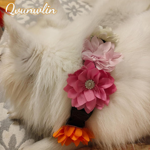 8pcs Flower Dog Collar Charms, Mulit Color Rhinestone Dog Collar Bow Ties for Puppy Cat Dog Grooming Accessories...