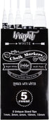Loddie Doddie White Chalk Markers for Signs, Blackboard, Car Window, Glass - 5 Unique Tips - Ultra Fine, Fine, Medium, Broad & Jumbo Tips - Erasab...