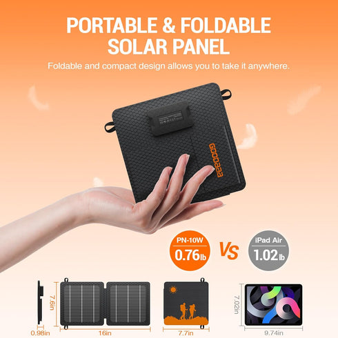 GOODaaa 10W Portable Solar Charger with Dual USB Outputs Super Handy Foldable Size 24% High Conversion Efficiency Solar Panels, Waterproof & Dustp...