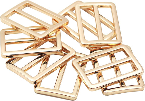 JWBIZ 8pcs Flat Metal Slide Buckle Belt Adjuster Sliders Tri Glide Strap Hardware Clasp (Gold, 1 1/4 Inch)...