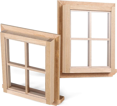 Toyvian 2 Pcs Dollhouse Wooden Windows Miniature Window Frame 1 12 Dollhouse Furniture Mini Window Tiny Wooden Window Models Window Ornaments for ...