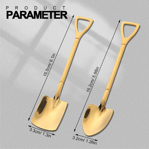 8Pcs Shovel Shape Stainless Steel Spoon with Exquisite Box, Gleaming Tea Coffee Sugar Cake Spoon, Dessert Ice Cream Spoon, Fruit Spoon Stirring Sp...