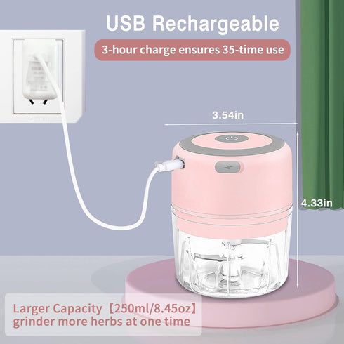 Electric Herb Grinder - 3.5 Inch Large Grinders for Grinding Dry Fresh Herbs and Spice with Clear Chamber, Portable USB Charge Herb Grinder, Inclu...