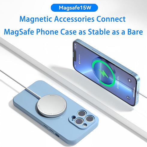 Desk Phone Stand with 3ft 15W Type-C Magnetic Wireless Charger Compatible with MagSafe iPhone 15/14/13/12 Series for Office,Study Room Desktop, Be...