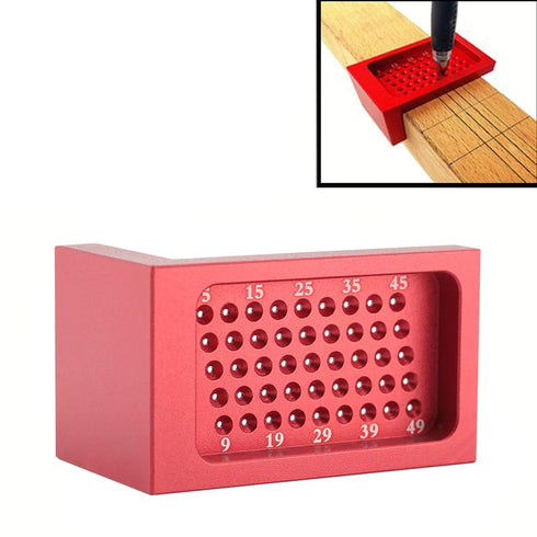 T Type Scribe Sign Measuring Tool, Calibration Ruler Red Woodworking T Type Aluminum Alloy Scribe Sign Measuring Tool, Ruler...