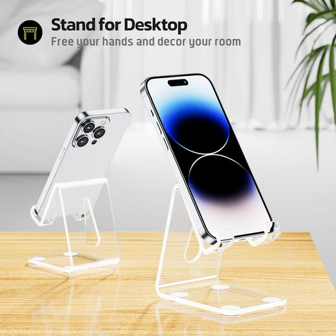 Urmust Acrylic Phone Stand for Desk Transparent Cell Phone Stand, Clear Phone Holder for Desk, Office Desk Accessories,Desk Decor, Phone Accessori...