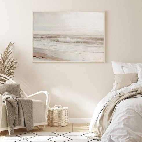 Gotletaeld Neutral Beach Landscape Art Print 16x24in Unframed for Living Room, Bedroom, Kitchen, Bathroom, Hotel...