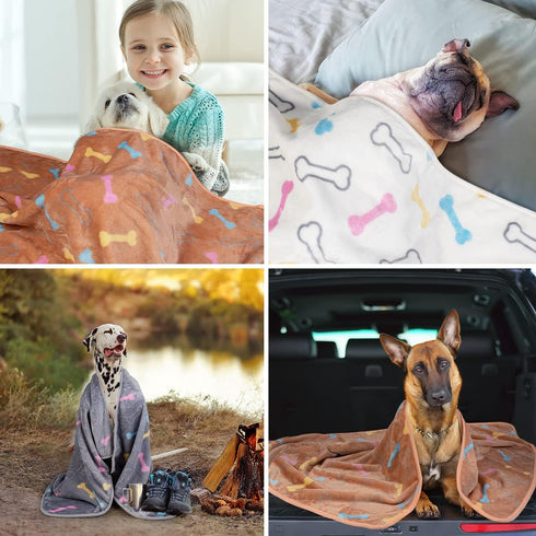 Dono 1 Pack 3 Dog Blankets for Small Dogs, Soft Fluffy Paw Print Pattern Fleece Pet Doggie Blanket Warm Sleep Mat, Puppy Kitten Blanket Doggy Mat ...