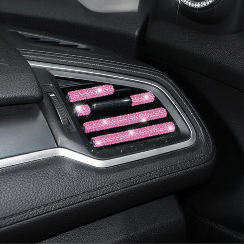 10 PCS Most Car Air Vent Outlet Trim,Bling, Rhinestone Air Conditioner Decoration Strip, Universal Bendable,Interior Accessories (Pink)...