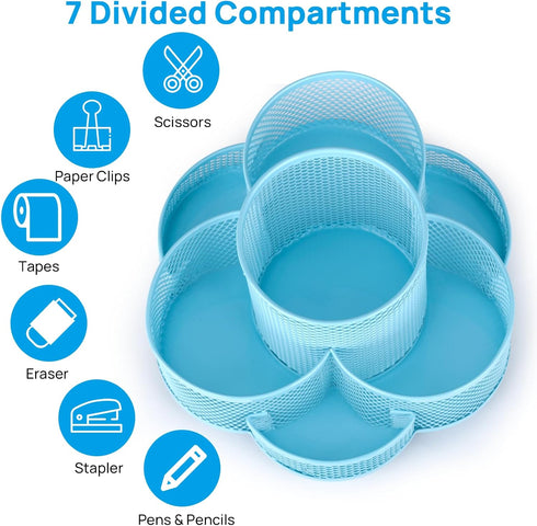 Pen Holder for Desk, Rotating Pencil Holder, Cup Holder for Desk Office Pen Organizer in Blue...