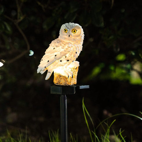 Garden Solar Light Outdoor Decor, Resin Owl Solar LED Light with Stake, Animal Waterproof Light for Flower Fence Lawn Passage Walkway Courtyard Pa...