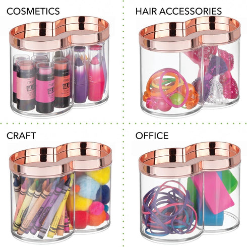 mDesign Plastic Canister Jar Organizer Set with Storage Lid - Home Decor Holder for Bathroom/Restroom Vanity Countertop, Cabinet - Holds Cotton Ba...