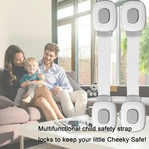 Fursafe&Q Baby Cabinet Locks, Child Safety Cabinet Proofing -Child Safety Strap Locks Adhesive Drawer Fridge Ovens Door Toilet Latches No Drill Mu...