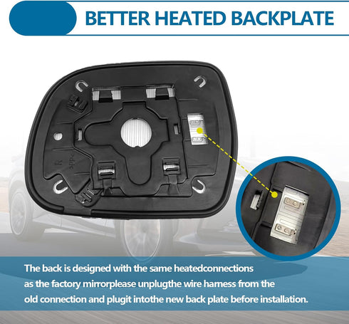 Passenger Side Heated Mirror Glass Side Mirror with Rear Holder Replacement for Lexus RX330 2004-2006 RX350 2007-2009 RX400h 2006-2009...