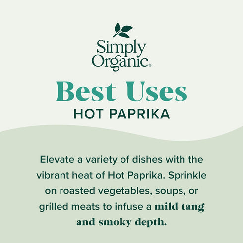 Simply Organic Paprika, Hot, Organic, 2.86 Ounce...
