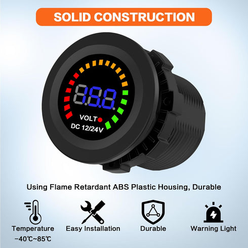 IZTOSS 12 V-24 V Universal LED Display Digital Voltmeter Measure Voltage 7-28 V with Low Voltage Alarm Car Motorcycle Auto Truck...
