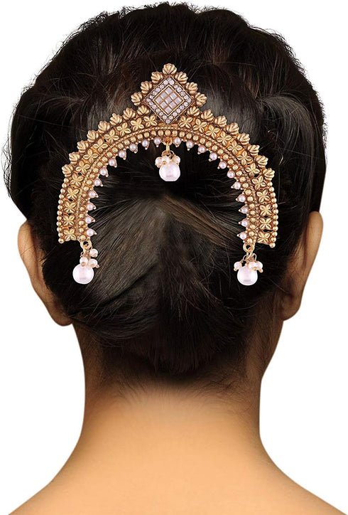 Aheli Indian Traditional Ethnic Wedding Wear Hair Brooch Pin Antique Gold Tone Styling Fashion Accessories Jewelry for Women...