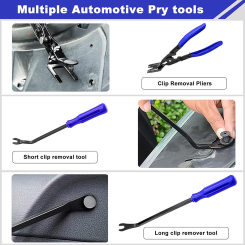 3-Piece Trim Removal Tool, Trim Removal Tool Set, Car Pry Tool Kit, Car Panel Door Audio Trim Tool Kit, Bumper Clips, Puller Retainer, Fastener Cl...