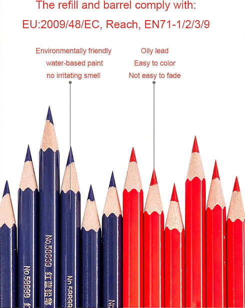 Precision Marking Pencils for Detailed Work (Wooden Pole Red and Blue Dual Color)...