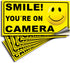 iSYFIX Smile You're on Camera Stickers for Business – 6 Pack 4x2 Inch – Self-Adhesive Vinyl Decal, Laminated for Ultimate UV Protection, Fade Resi...