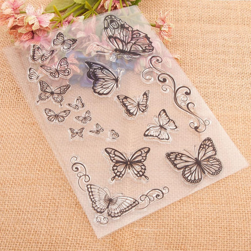 Butterflies Clear Stamps for Card Making Transparent Silicone Stamp DIY Scrapbooking Supplies Embossing Paper Card Album...