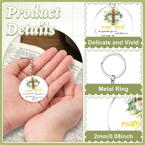 50 Pcs Bible Verse Keychain Bulk Inspirational Christian Quotes Keychain Religious Church Bible Cross Acrylic Floral Key Ring Gift for Mom Women T...