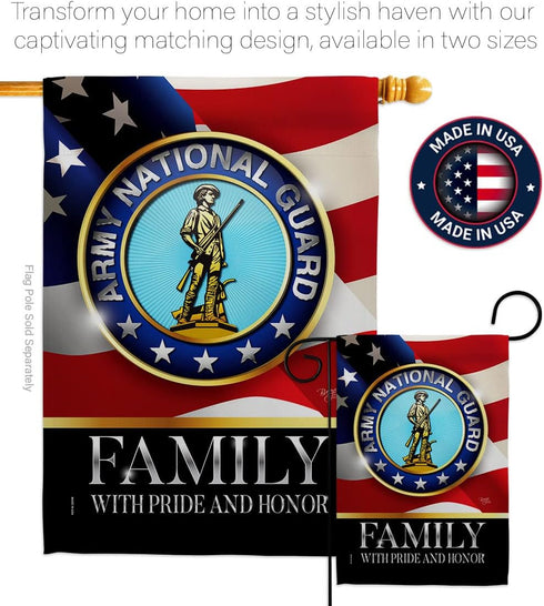 Breeze Decor Army National Guard Family Garden Flag Armed Forces ANG United State American Military Veteran Retire Official House Banner Small Yar...