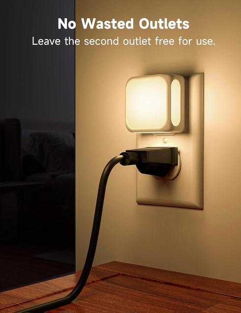 Night Lights Plug into Wall 2 Pack, Bright Night Light with Dusk to Dawn Sensor, Soft White 3000K, Brightness Adjustable, 1W Plug in Night Light f...