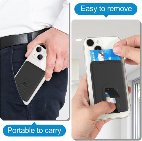 Senose Phone Card Holder, Silicone Phone Wallet with Stand Stick on Credit Card Holder for Back of Phone, Anti Slip Out Phone Pocket Compatible fo...