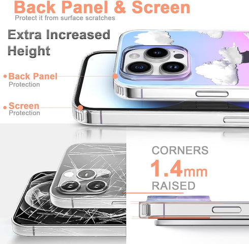 I-MGAE-IN-AR Phone Hard Case 6.1 inch Compatible with iPhone 15 Pro Case Cute 2023 Release Slim Cystal Clear Holographic White Cloud Women Girls, ...