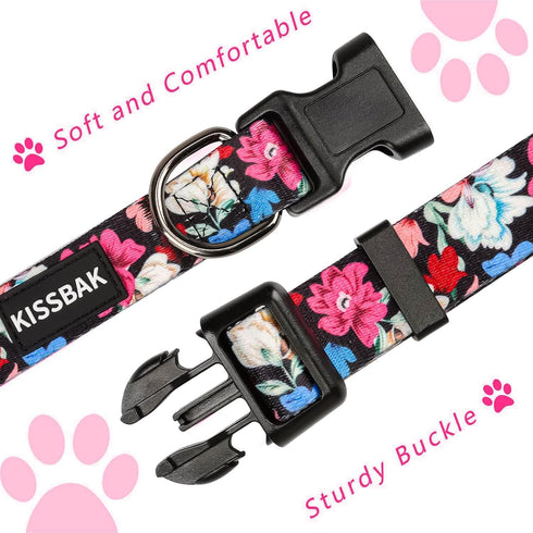 KISSBAK Dog Collar for Large Dogs - Special Design Cute Girl Dog Pet Collar Soft Adjustable Fancy Floral Girl Puppy Dog Collars (L, Floral Spring)...