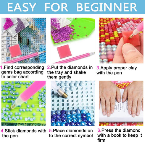 Liccyy 4 Pack 5D Diamond Art Painting Kits for Adults Kids Beginners, Full Drill DIY Art Kits Paint s by Numbers with Round Gems for Home Wall Dec...