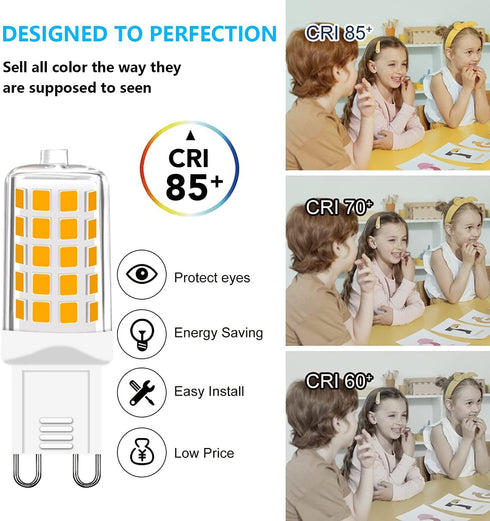 G9 LED Bulbs - 40W Equivalent, T4 Chandelier Light, 2700K Warm White 450lm, Non-Dimmable Bi-Pin G9 Base, 4W LED, 360° Beam Angle, 5-Pack...