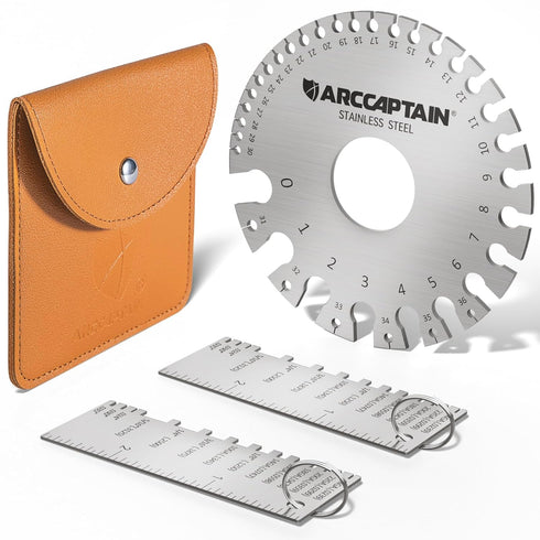 ARCCAPTAIN Wire Gauge Measuring Tool & Metal Gauge Thickness Tool, Stainless Steel Metal Sheets Welding Material Thickness Gauge Standard Dual-Sid...
