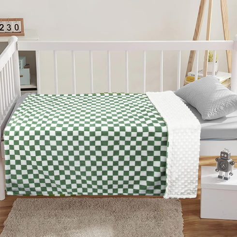 3D Checkerboard Grid Toddler Blanket for Baby Soft Cozy Corduroy Bed Blanket with Stripe Chessboard Plaid Design Infant Newborn Receiving Blanket ...