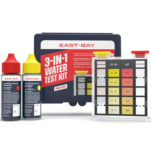 East Bay 3-in-1 Water Test Kit for Swimming Pools & Spas | Water Chemical Test Kit for pH, Chlorine and Bromine...