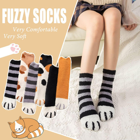 Womens Fuzzy Socks Soft Cozy Fluffy Slipper Cat Socks Sleeping Warm Socks Stocking Stuffer Gift for Women...