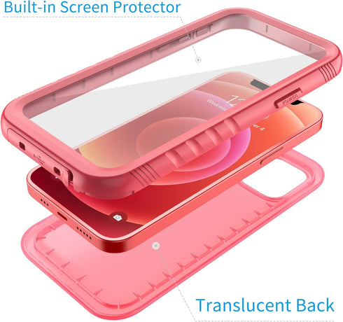 Cozycase Compatible with iPhone 12 Waterproof Case/iPhone 12 Pro Waterproof Case - Full Body Rugged Dustproof Shockproof Case with Built-in Screen...