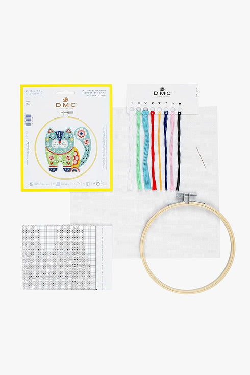 DMC Stitch Kit 6" Diameter - Cat (14 Count)...